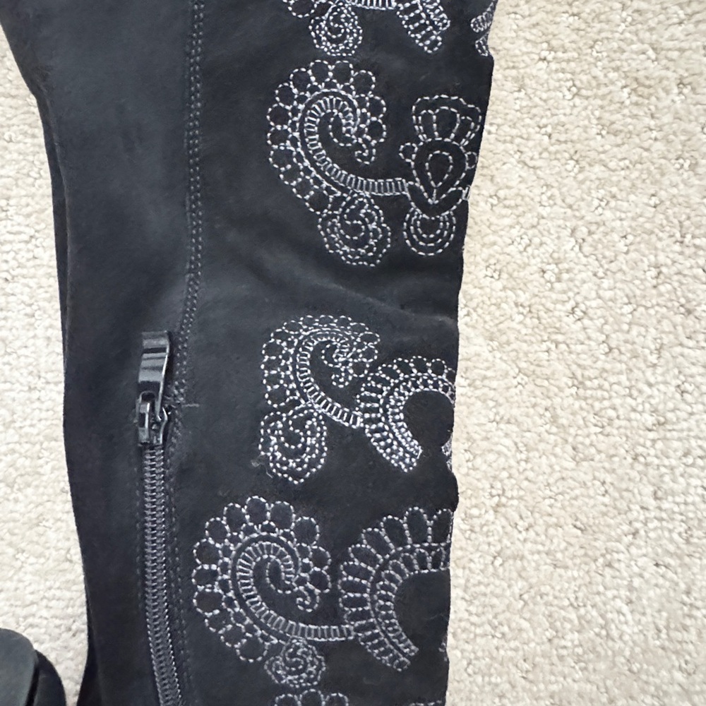 SBICCA CHENOA Black Over The Knee Boots Embroidery Leather Boots (Size 8) - Picture 10 of 12